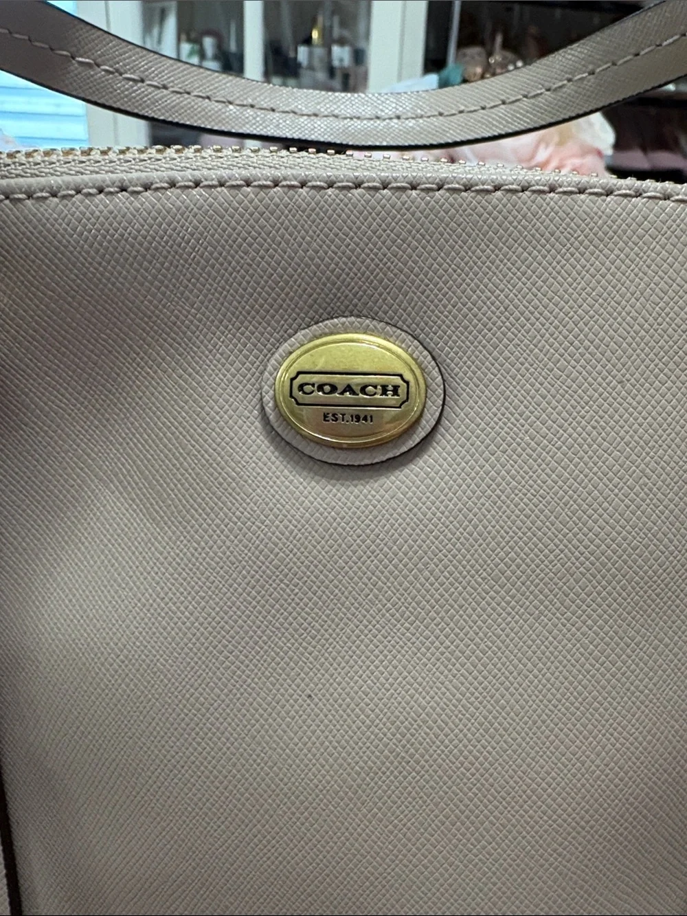 Coach Dome Satchel in Light Beige with Gold Hardware